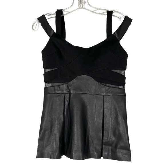 Boston Proper Black Tank Top Faux Leather Size 2 - Picture 1 of 11